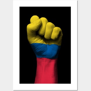 Flag of Colombia on a Raised Clenched Fist Posters and Art